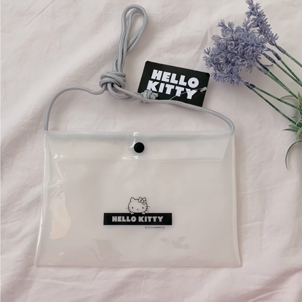 Hello kitty, Sanrio crossbody mini bag, OS, clear, white. Free with purchase.